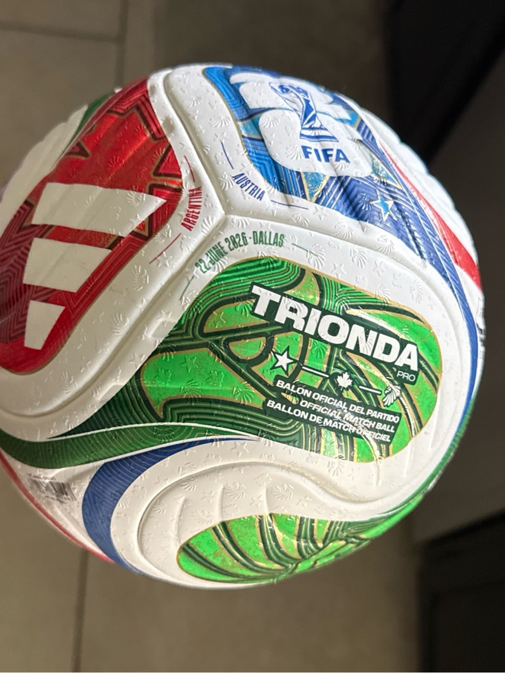 Austria argentina game ball not used authentic soccer world cup 2026 messi